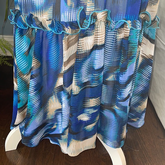 Apostrophe Blue and Cream Patterned Maxi Dress - Picture 8 of 10